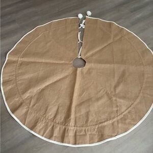 Target Burlap and ivory velvet Christmas tree skirt